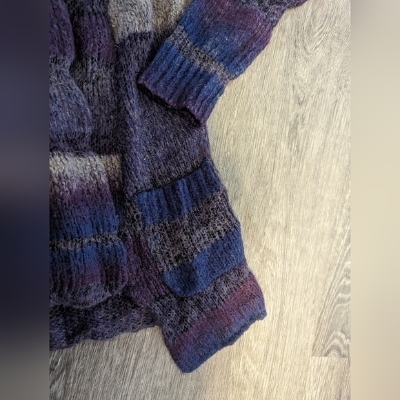Woman's Aeropostale Striped Acrylic Wool Blend Cardigan-Purple,Blue,Gray-Size XS - Picture 6 of 7